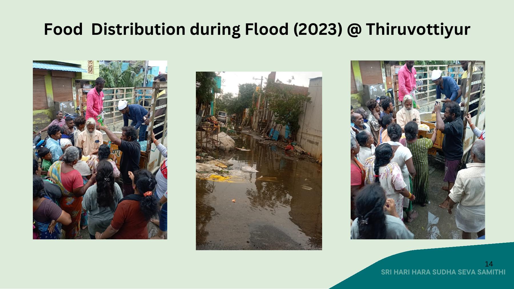 Food distribution during flood at Thiruvottiyur