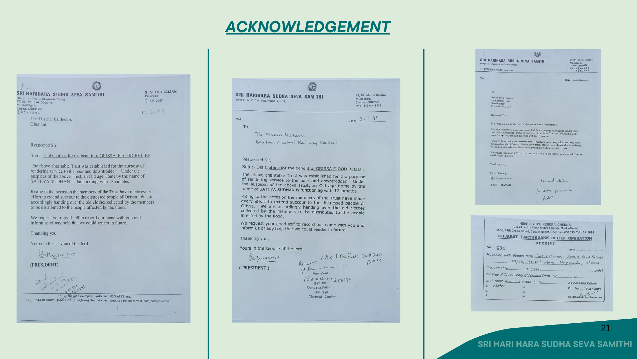 Acknowledgement β presentation page 21